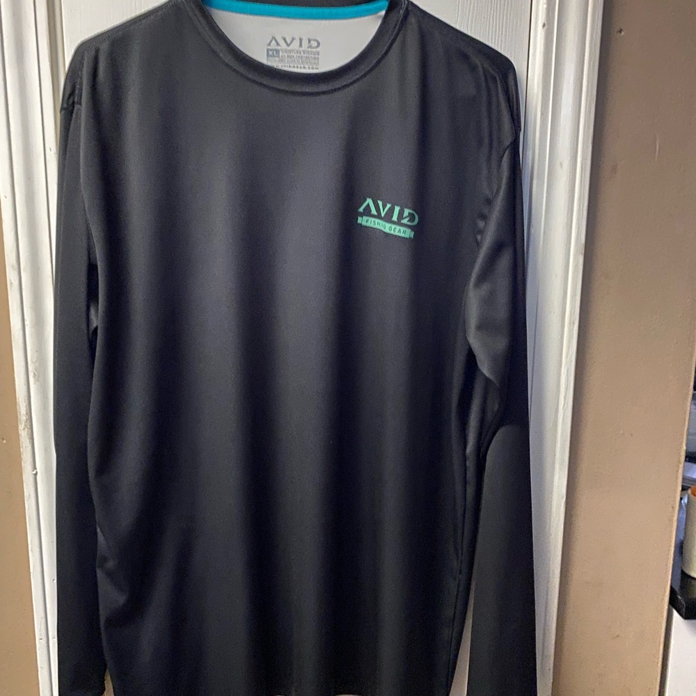 Men's Black Long-Sleeve swim Shirt with Teal Logo